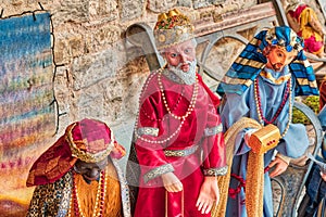Three Kings in Christmas Nativity Scene