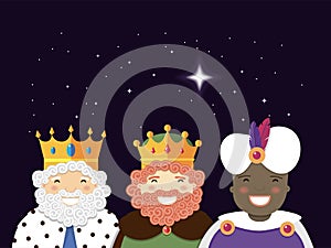 The Three Kings with christmas star. Epiphany day