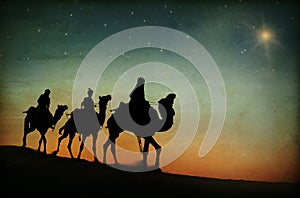 Three Kings Desert Star of Bethlehem Nativity Concept photo
