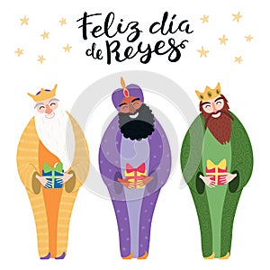 Three kings illustration, quote in Spanish