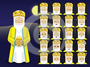 Three Kings Melchor Cartoon Emoticons Vector Illustration photo