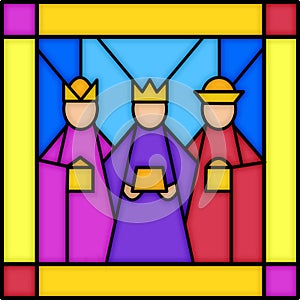 Three kings in stained glass