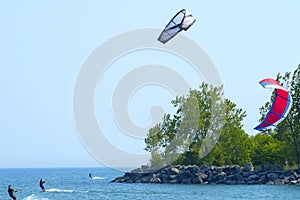 Three Kite Surfers