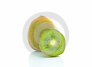 Three kiwifruit on white background