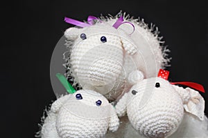 Three Knitted Sheeps