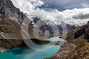 Tres lagunas in the Cordillera Huayhuash, Andes Mountains, Peru photo