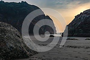 three large rock formations at ruby beach