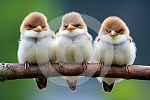 three laughing kookaburras perched on a tree branch