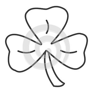 Three leaf clover thin line icon. Shamrock vector illustration isolated on white. Plant outline style design, designed