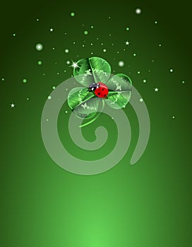 Three Leafed Clover and ladybug Background