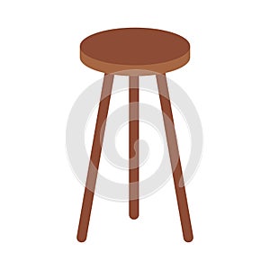 Three legged bar stool icon, wooden stool stock illustration