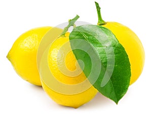 Three lemons isolated on white