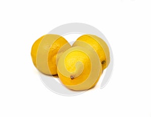 Three lemons on the white background