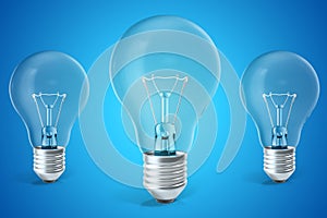 Three ligh bulb concept of ideas, innovation. 3d rendering