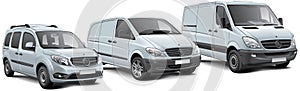 Three light commercial vehicles