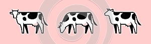Three linear cow icons