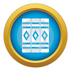 Three literary books icon blue vector isolated