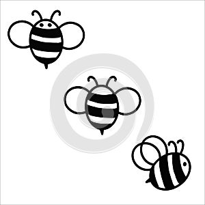 Three little black and white bees.