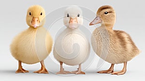 Three little ducks standing in a row