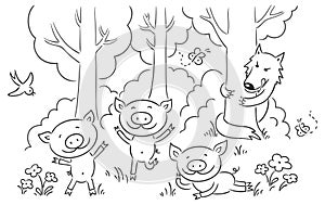 Three little pigs fairy tale