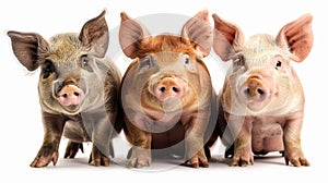 Three Little pigs on an isolated white background