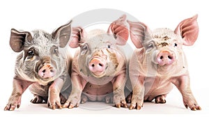 Three Little pigs on an isolated white background