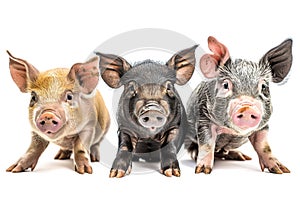 Three Little pigs on an isolated white background