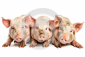 Three Little pigs on an isolated white background
