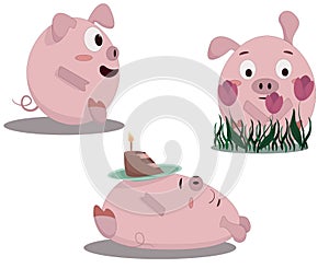 three little pigs, one sits, the other ate cake and the last one sits among the tulips