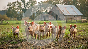 Three Little Pigs Standing in Grass
