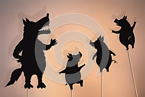 Three little pigs storytelling, shadow puppets