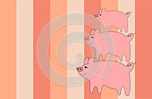 Three Little Pigs theme. cartoon vector illustrations on the color lines background