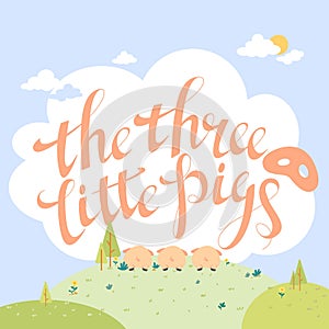 the three little pigs typography and background