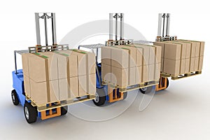 Three loaders with cargo