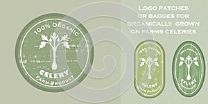 Three logo patches with celery and texture