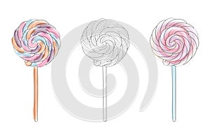 Three lollipops in a row