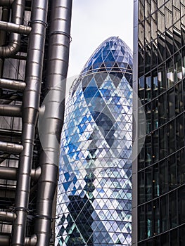 Three London Skyscrapers - Gherkin, Lloyds, Willis