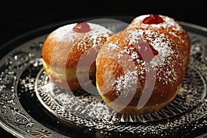 Three luxury sufganiyot for Chanukkah