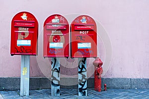 Three mailboxes in Denmark
