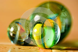 Three marbles closeup