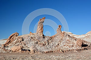 Three Maries rock formations. Valle de la Luna or Moon Valley. San Pedro de Atacama. Chile