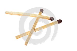 Three matches isolated on white background