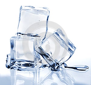 Three melting ice cubes