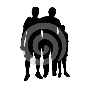 Three men body, black color silhouette vector