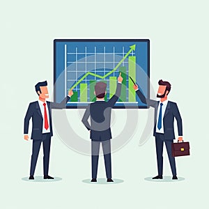 Three men in business suits stand