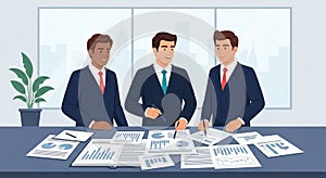 Three men in business suits are