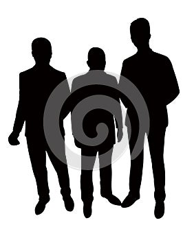 Three men together, silhouette vector