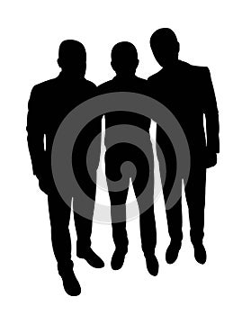 Three men together, silhouette vector