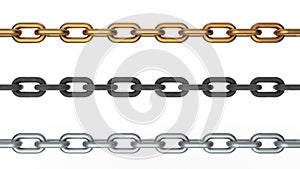 Three metallic chains