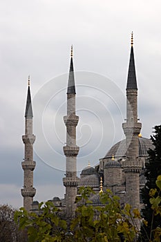 Three minarets of Blue Mosque, Istanbul, Turkey